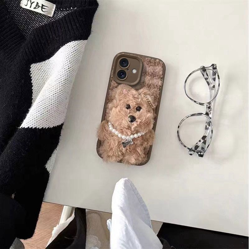 可爱毛绒小狗适用于荣耀400/300手机壳200/100/90/80防摔X70/60/50高级感Play9T软magic6pro畅玩70plus保护套 - 图1
