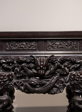清代紫檀满雕云龙纹香几（成对）明清古典家具古玩古董收藏老物件