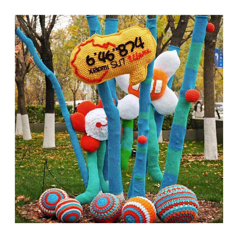 给树穿的衣服纯手工编织diy成品大树毛衣彩色多巴胺定制冬季树围 - 图3