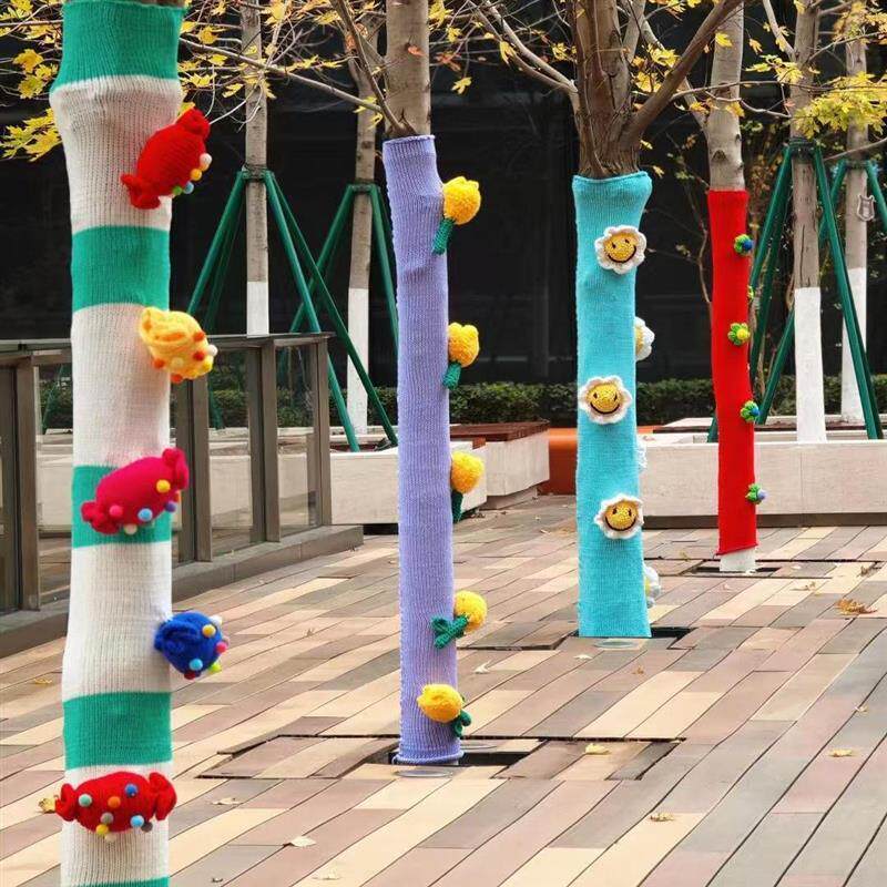 给树穿的衣服纯手工编织diy成品大树毛衣彩色多巴胺定制冬季树围 - 图1