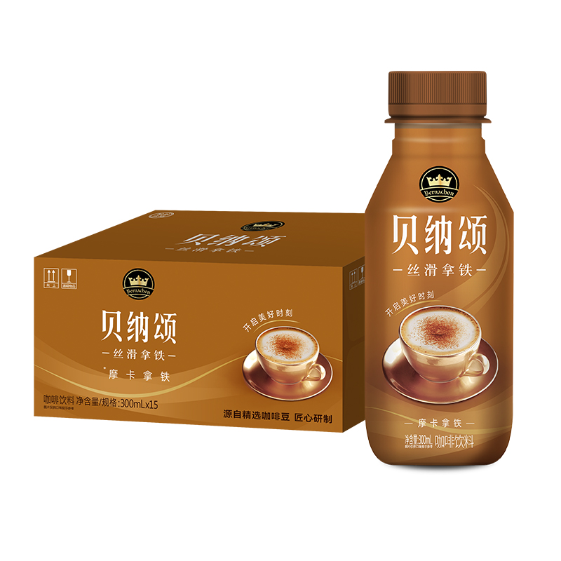 5月新货产康师傅贝纳颂摩卡拿铁咖啡饮料即饮300mL*15瓶茶饮 - 图0