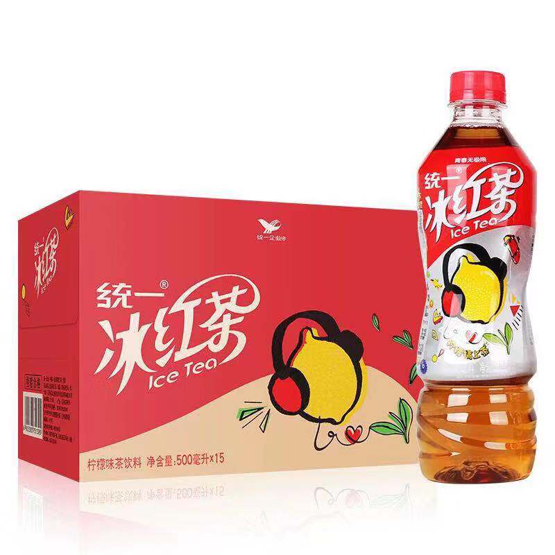 统一冰红茶250ml*24盒/500m*15瓶整箱柠檬茶太魔性茶饮料绿茶饮品-图1