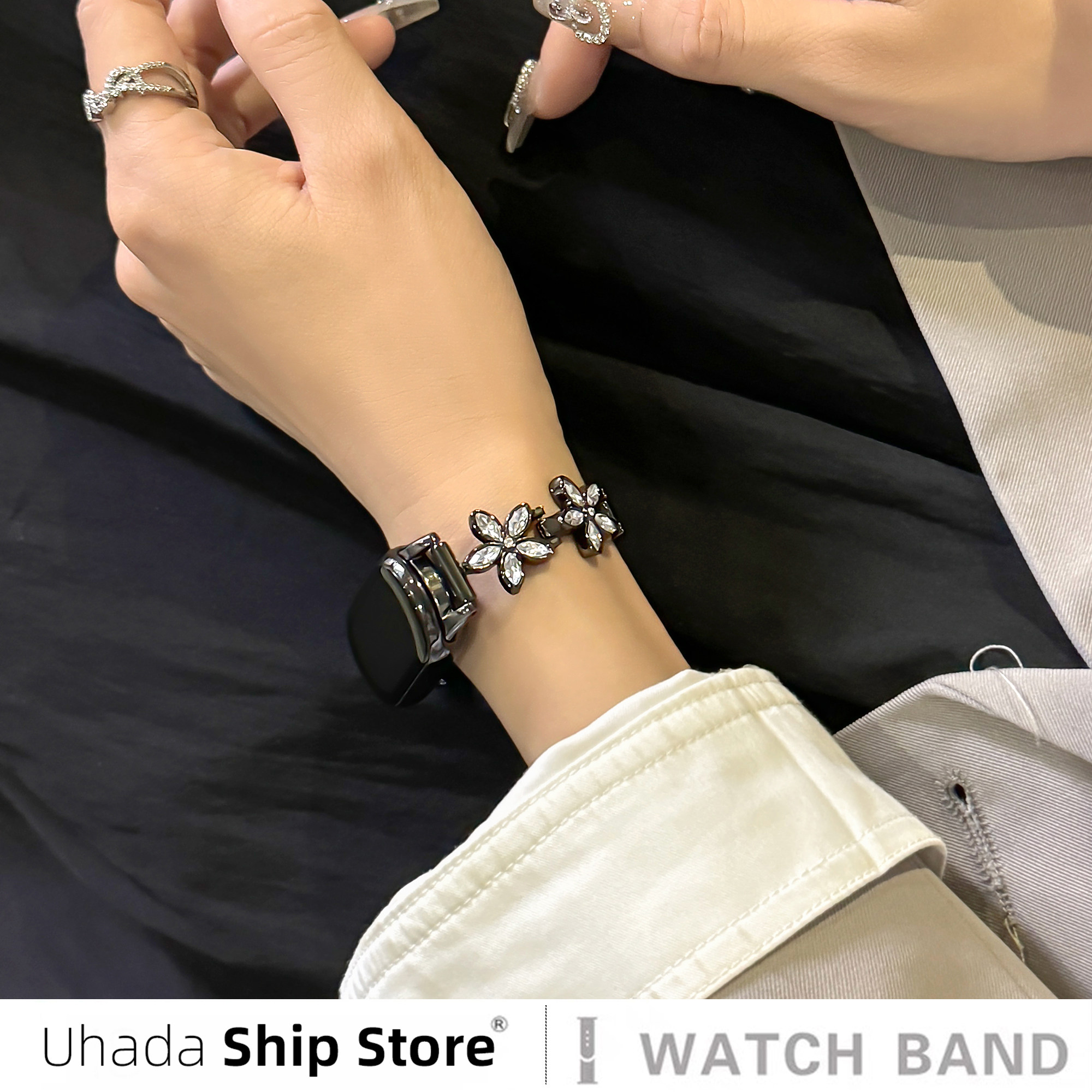 uhada适用小米手环10表带新款五瓣花金属智能小米手环9表带创意花朵链女生小米手环8/7/6表带小香风闺蜜同款,淘宝优惠券,粉丝福利购,淘宝优惠卷