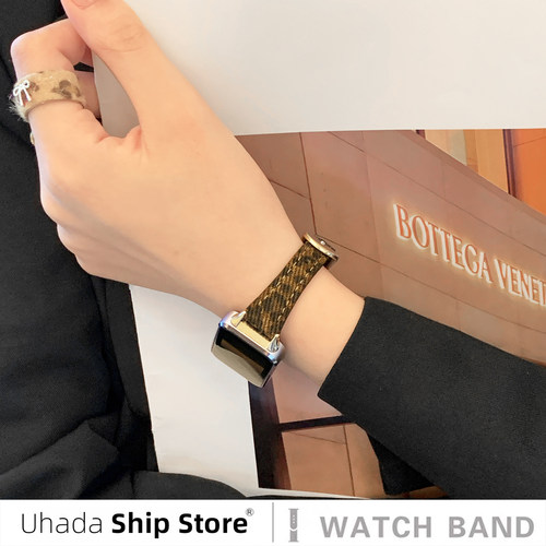 uhada适用华为手环10表带秋冬爆款【豹纹】皮质高级感华为9手环表带华为手环8表带创意马蹄扣时尚女款fit腕带 - 图1