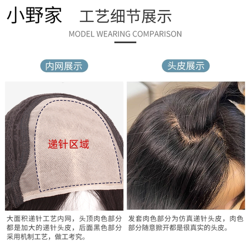 小野家隐形蕾丝假发女长发真人发丝全头套无痕空气汉服长直发发套 - 图1