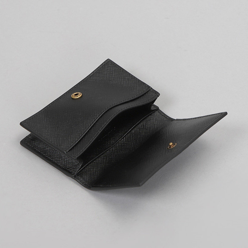 prada男包黑色金色徽标短款钱包 奢批海外钱包