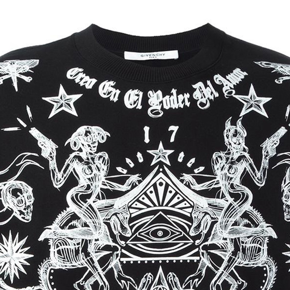 givenchy黑色全棉刺青印花套头衫 奢批海外卫衣