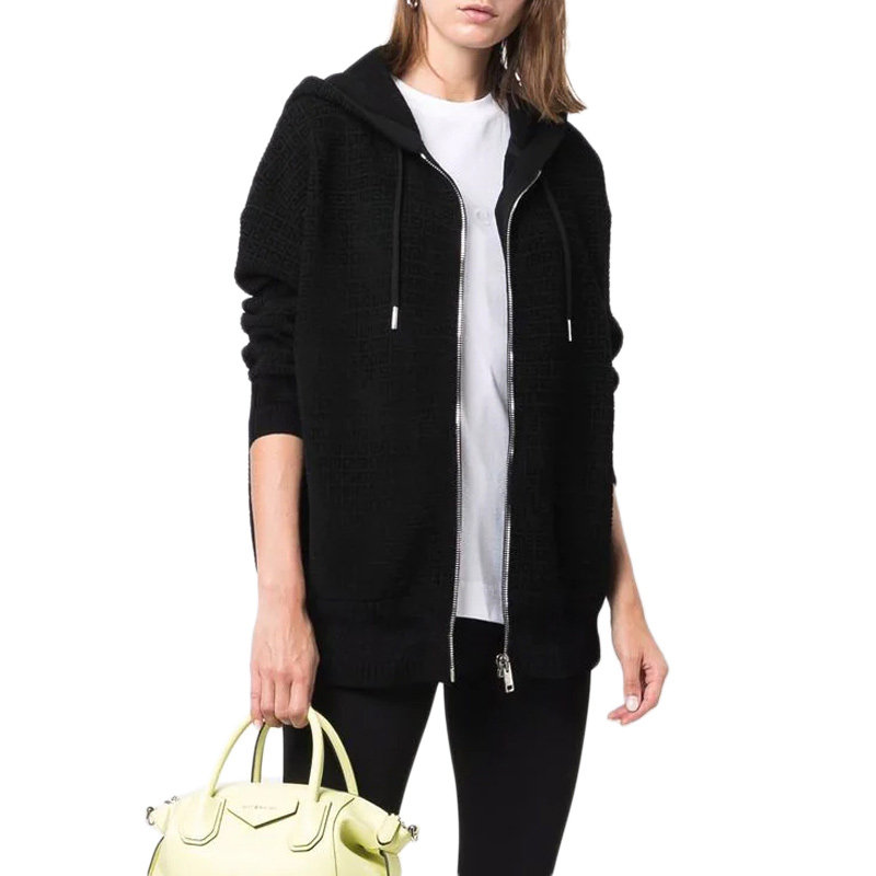 givenchy女士黑色棉混纺拉链运动衫 奢批海外卫衣/绒衫