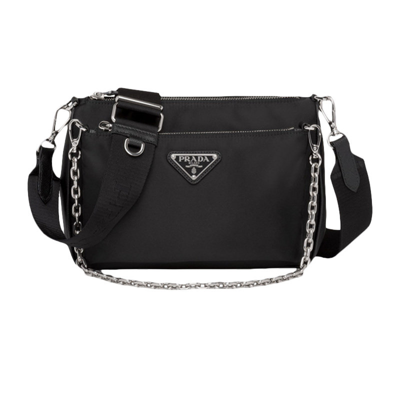 prada /普拉达女士黑色皮革斜挎包 奢批海外女士包袋