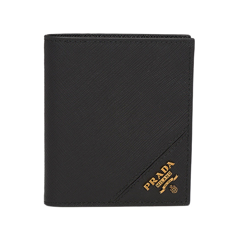 prada /普拉达男士黑色logo 奢批海外钱包