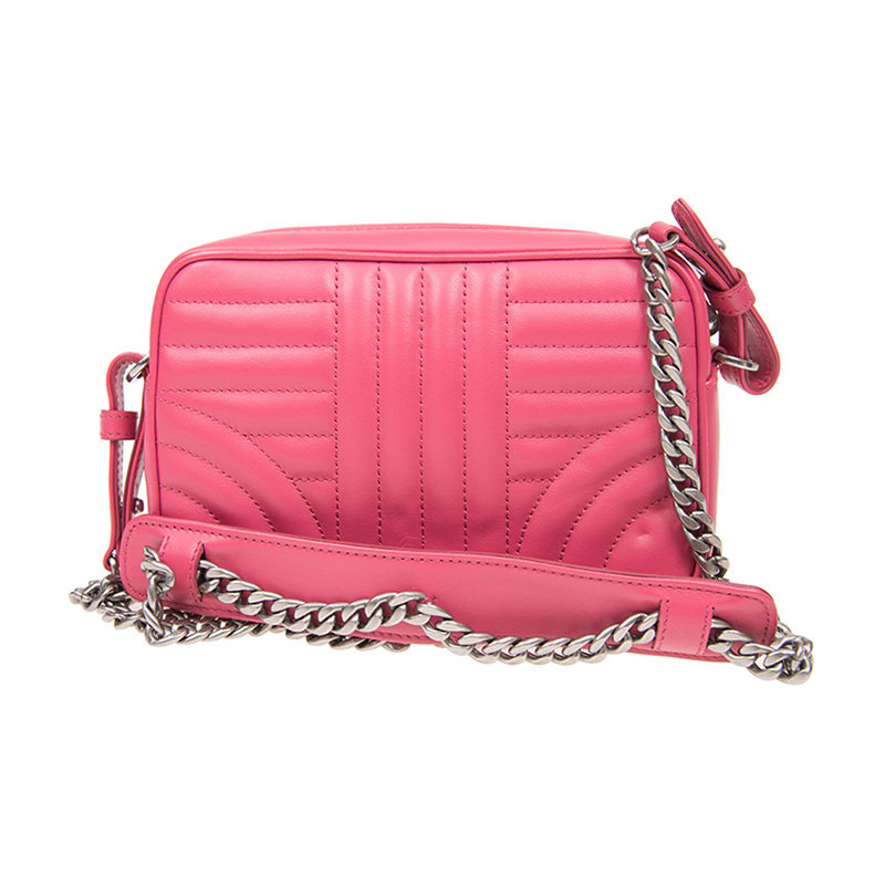 prada粉色牛皮绗缝logo标识单肩包 奢批海外女士包袋