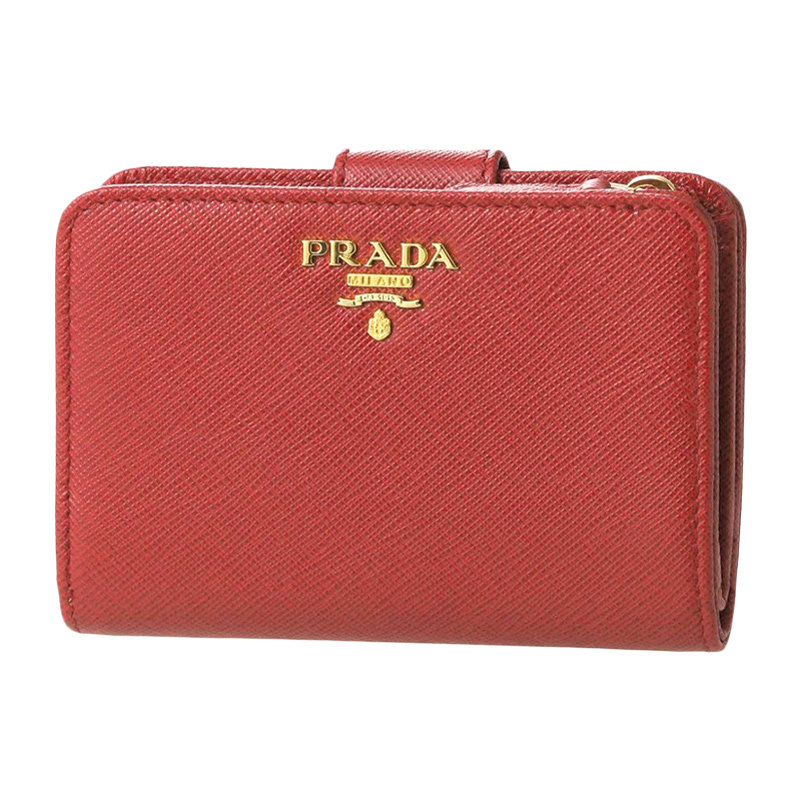 prada女包金属logo对折短款牛皮 奢批海外钱包