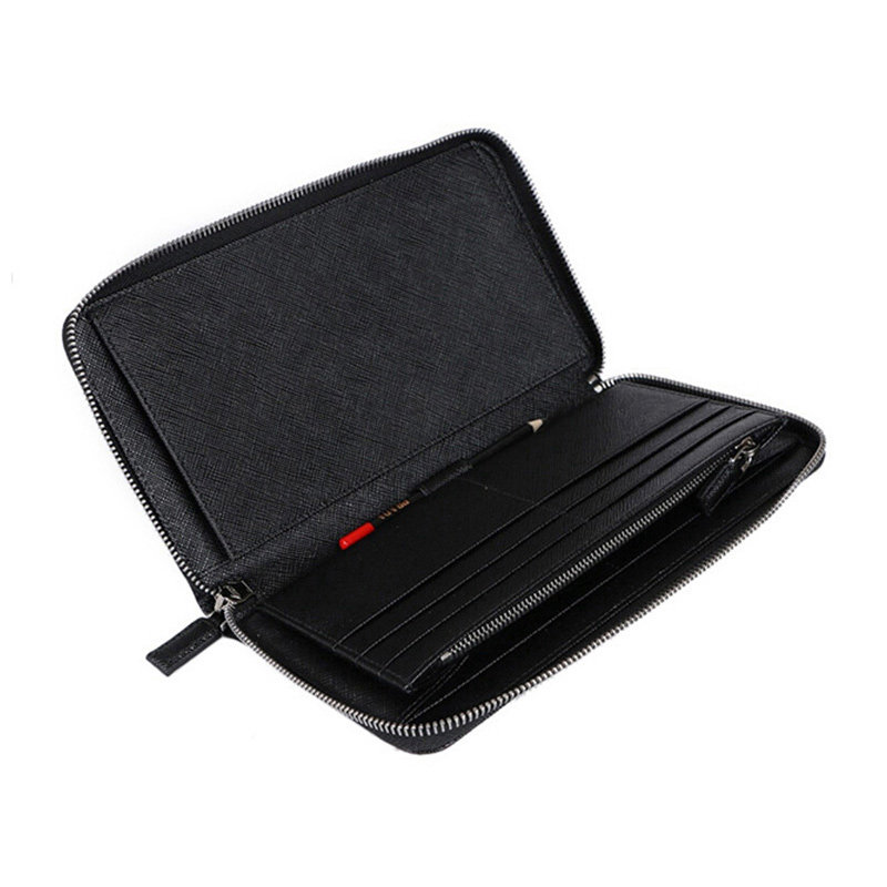 prada /普拉达男士十字纹牛皮钱包 奢批海外钱包