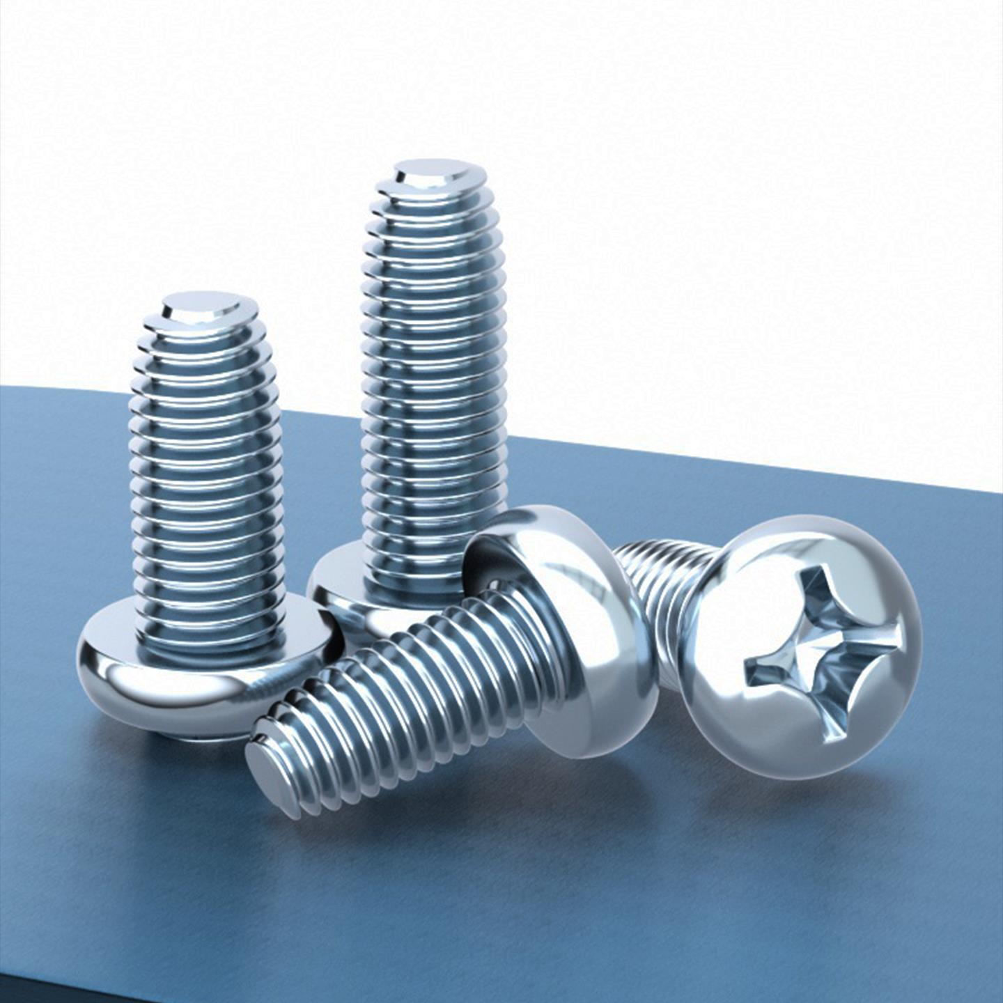 JS 8.8级/304不锈钢十字盘头三角牙自锁螺丝钉蓝白锌槽自攻M3M4M6 - 图1