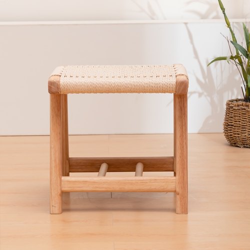 35cm藤编矮凳小凳子茶几凳矮茶凳实木换鞋凳门口穿鞋凳儿童编织凳 - 图2