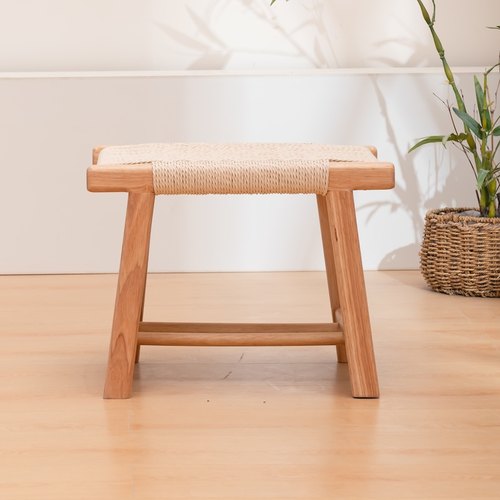 35cm藤编矮凳小凳子茶几凳矮茶凳实木换鞋凳门口穿鞋凳儿童编织凳 - 图1