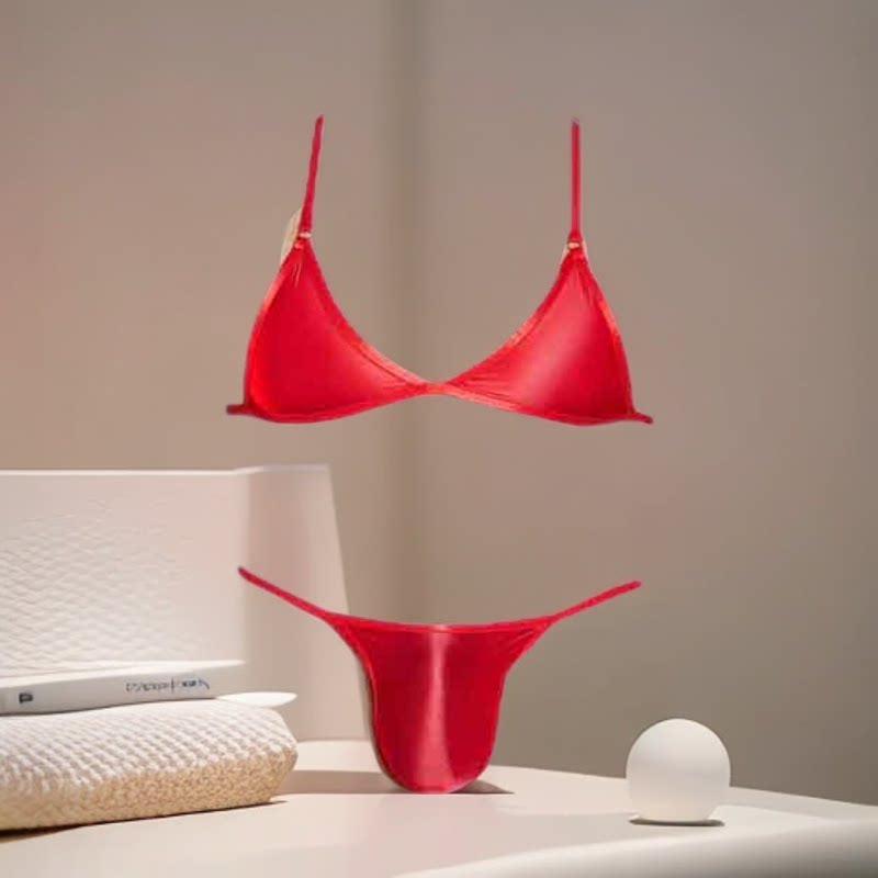 男士内衣内裤套装高弹三点式低腰性感紧身日韩风男生薄透胸衣热卖