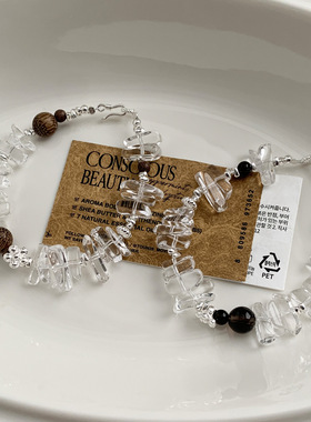 天然白水晶随型手链S925银