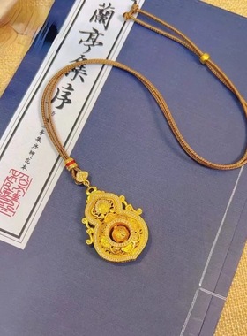 黄金色人生四美葫芦沙金吊坠