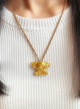 小飞象项链古法沙金三用饰品