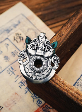 中国风复古青铜饕餮钺斧吊坠手工汽车钥匙扣挂件包包挂饰