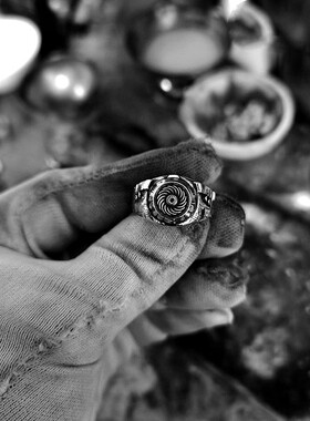 千叶复古手工原创机甲科幻环太平洋复仇者引擎戒指泰银开口指环