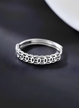 2025新款男女款戒指旺财聚财钱币个性设计小众开口铜钱转运指环