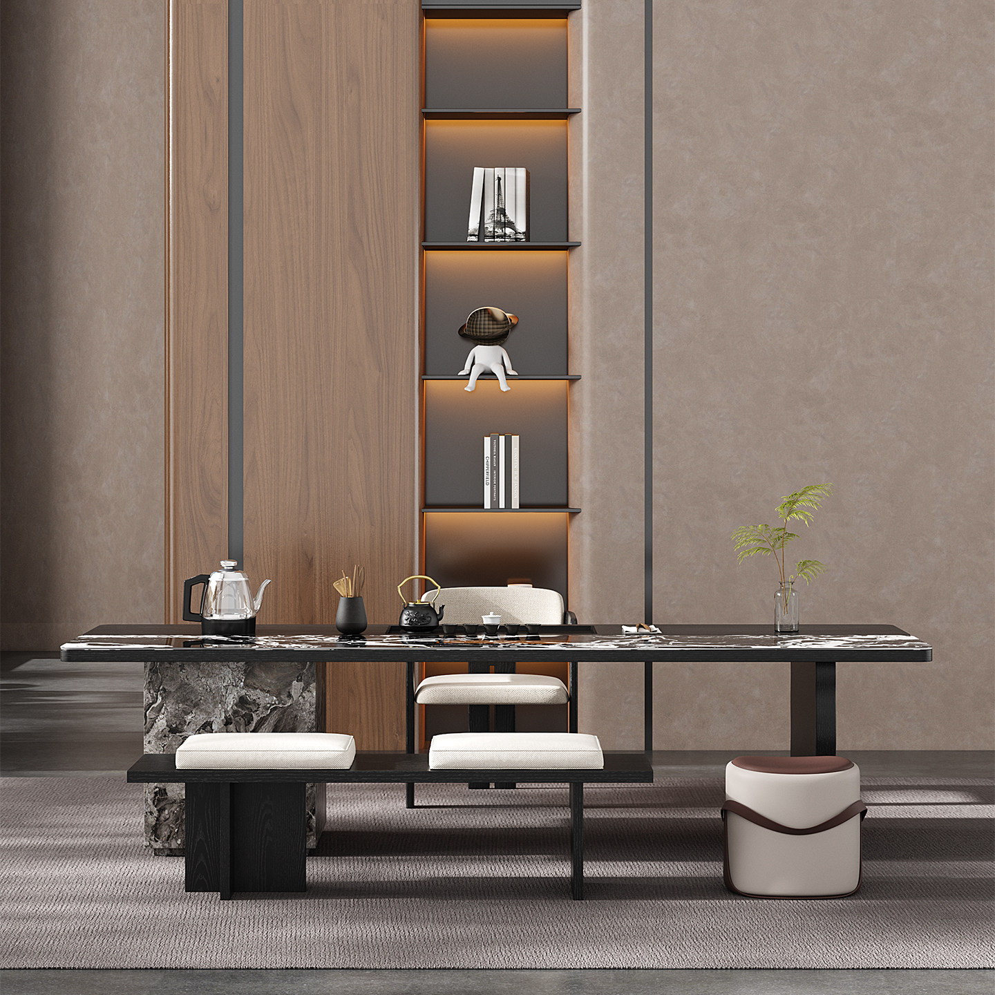 意式极简茶桌椅组合办公室茶台轻奢现代高级感岩板2025新款高端,淘宝优惠券,粉丝福利购,淘宝优惠卷