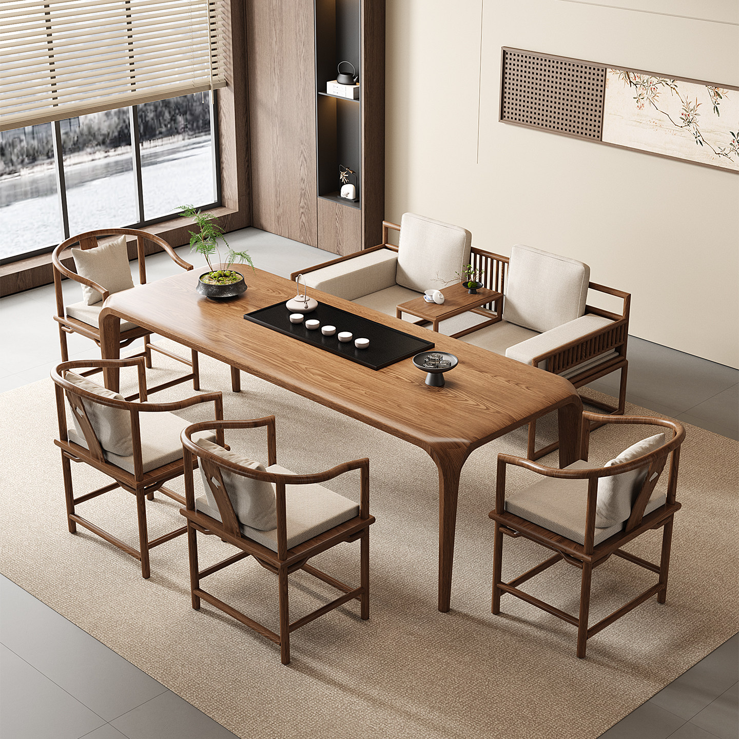 新中式实木茶桌椅组合宋代美学客厅办公室茶室大板泡茶台2025新款,淘宝优惠券,粉丝福利购,淘宝优惠卷