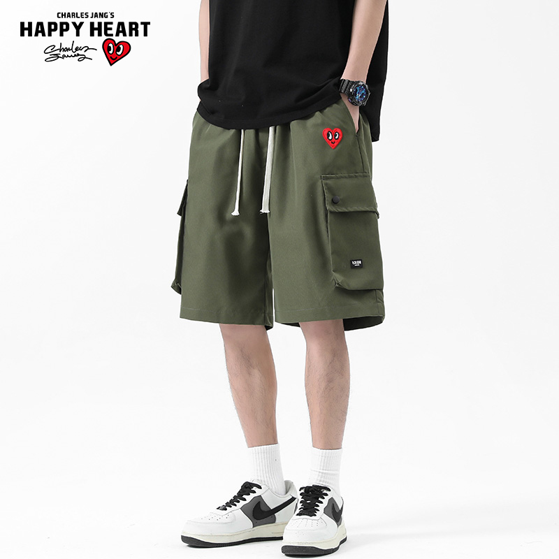 查尔斯桃心 2025夏季工装大口袋五分裤子男宽松透气休闲机能短裤 - 图1