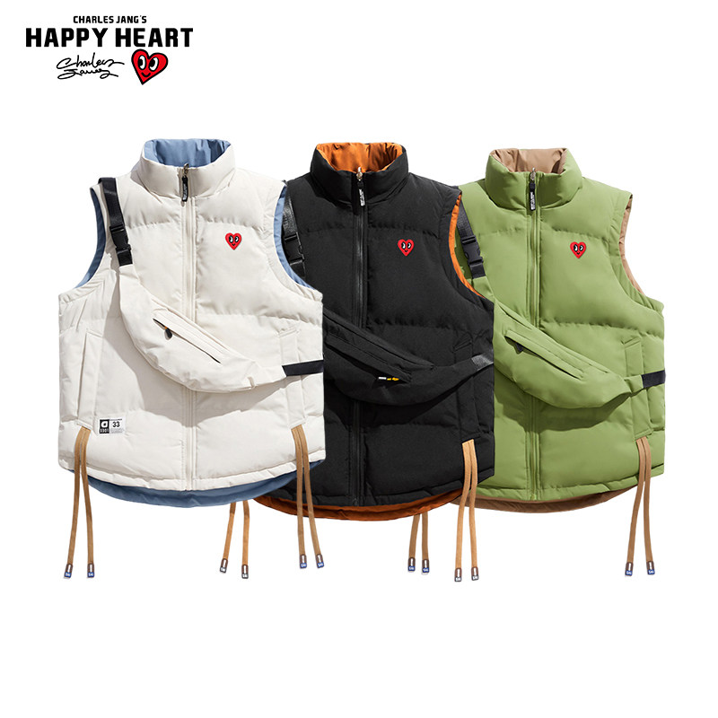 查尔斯桃心 撞色拼接无袖棉马甲男女秋冬季加厚立领保暖情侣外套,淘宝优惠券,粉丝福利购,淘宝优惠卷
