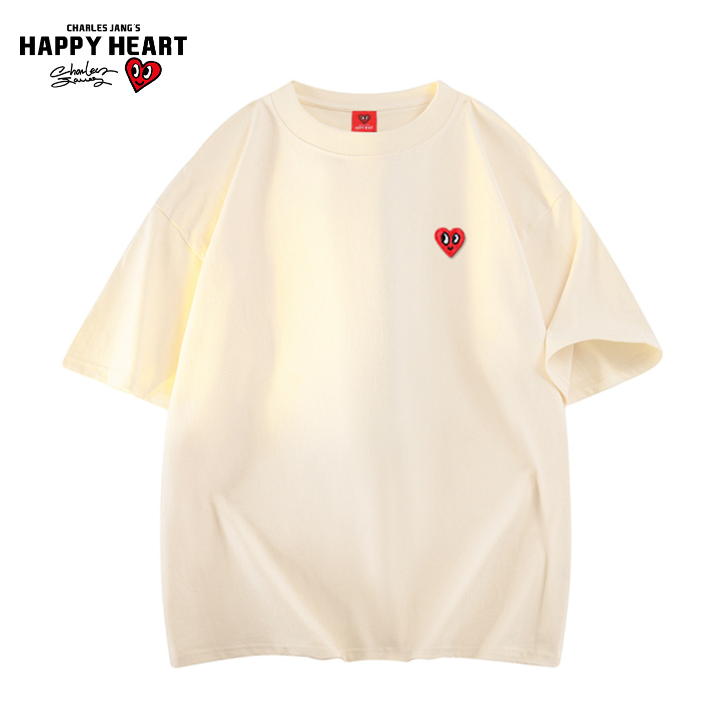 查尔斯桃心美式纯棉cleanfit短袖t恤男夏季2026新款潮牌情侣上衣T