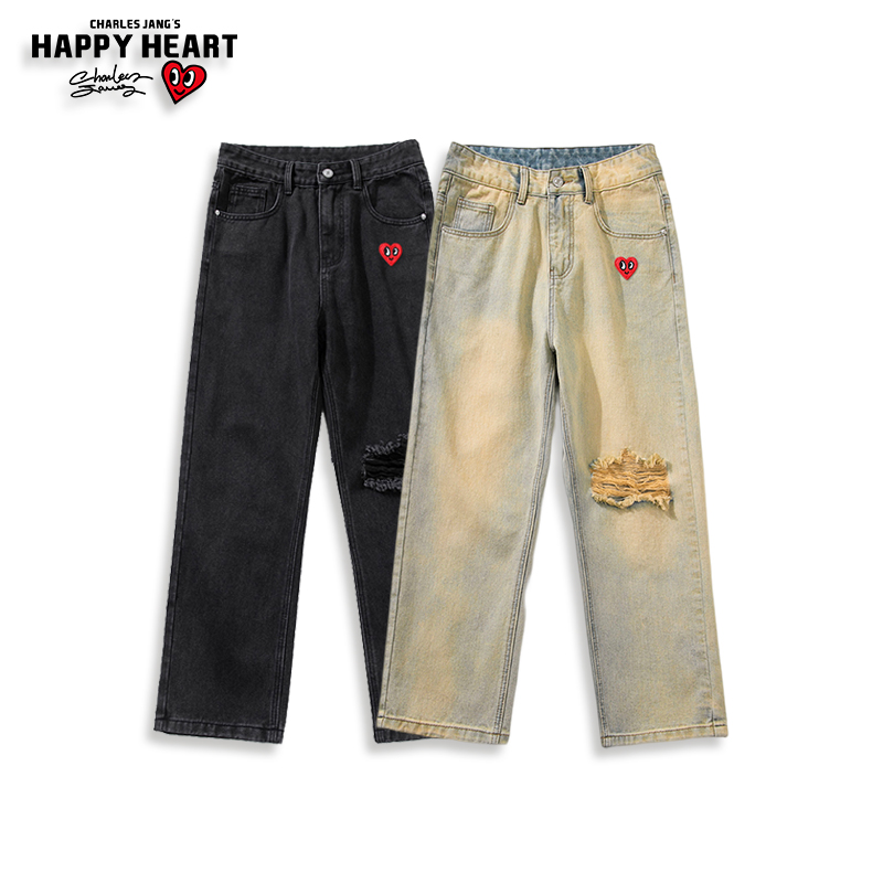  查尔斯桃心服饰牛仔裤