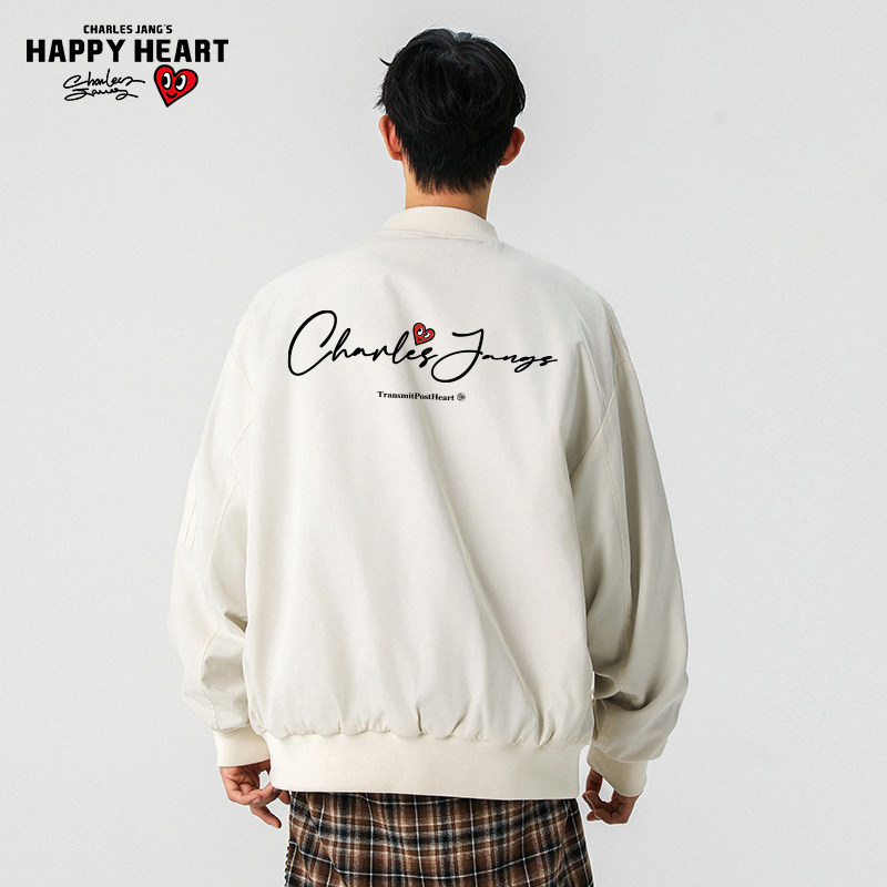 Charles heart American lettering reversible jacket