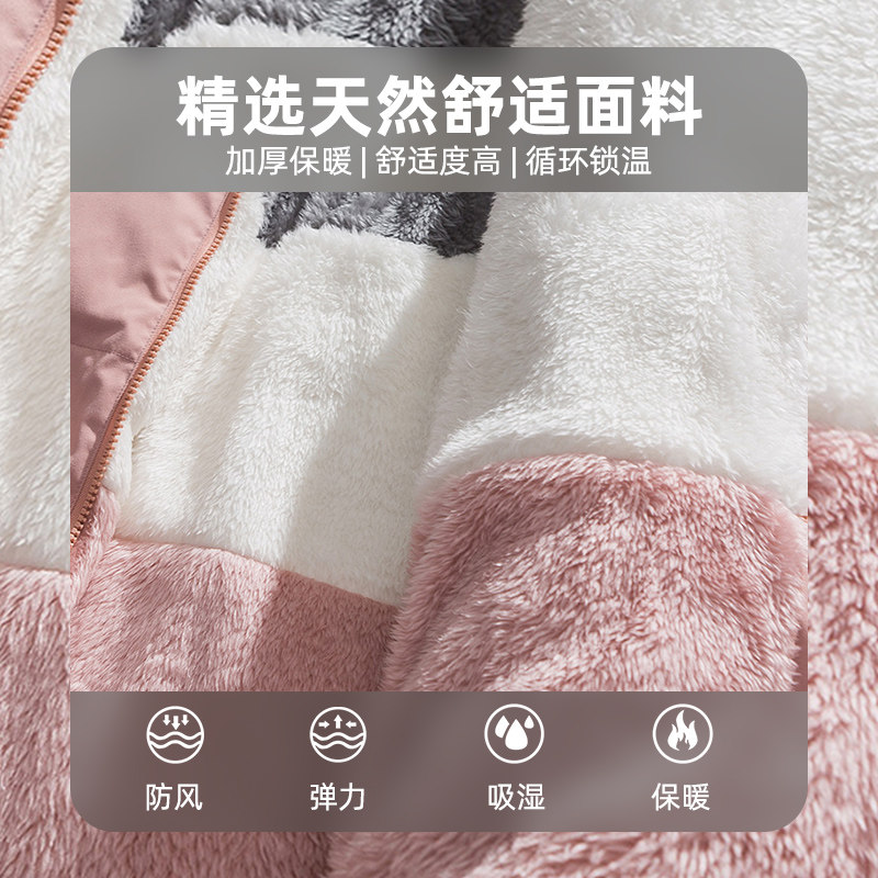 查尔斯桃心 双面穿羊羔绒棉服男士冬季2025新款加绒加厚棉衣外套