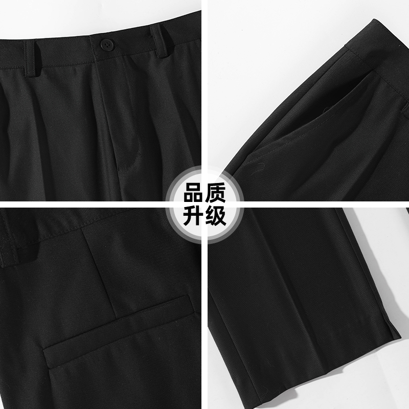 查尔斯桃心 高街裤子男2025年春秋季黑色宽松直筒休闲阔腿长裤子 - 图3