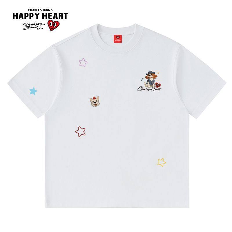 查尔斯桃心纯棉重磅高克重春季新款卡通星星印花圆领情侣短袖T恤,淘宝优惠券,粉丝福利购,淘宝优惠卷