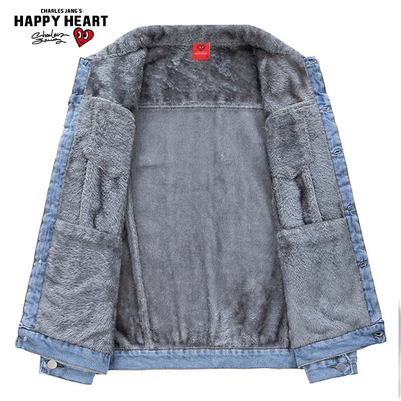查尔斯桃心 秋冬季加绒加厚保暖翻领牛仔夹克男工装多口袋外套,淘宝优惠券,粉丝福利购,淘宝优惠卷