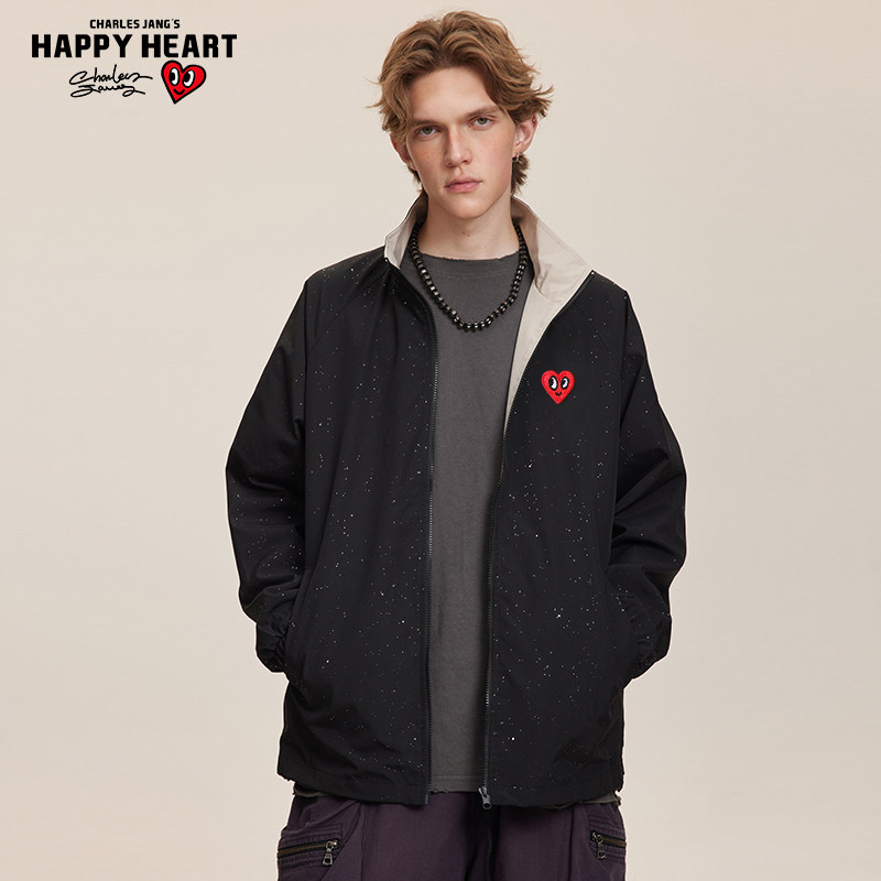 查尔斯桃心 满天星双面穿夹克男2025春秋季新款宽松立领防风外套