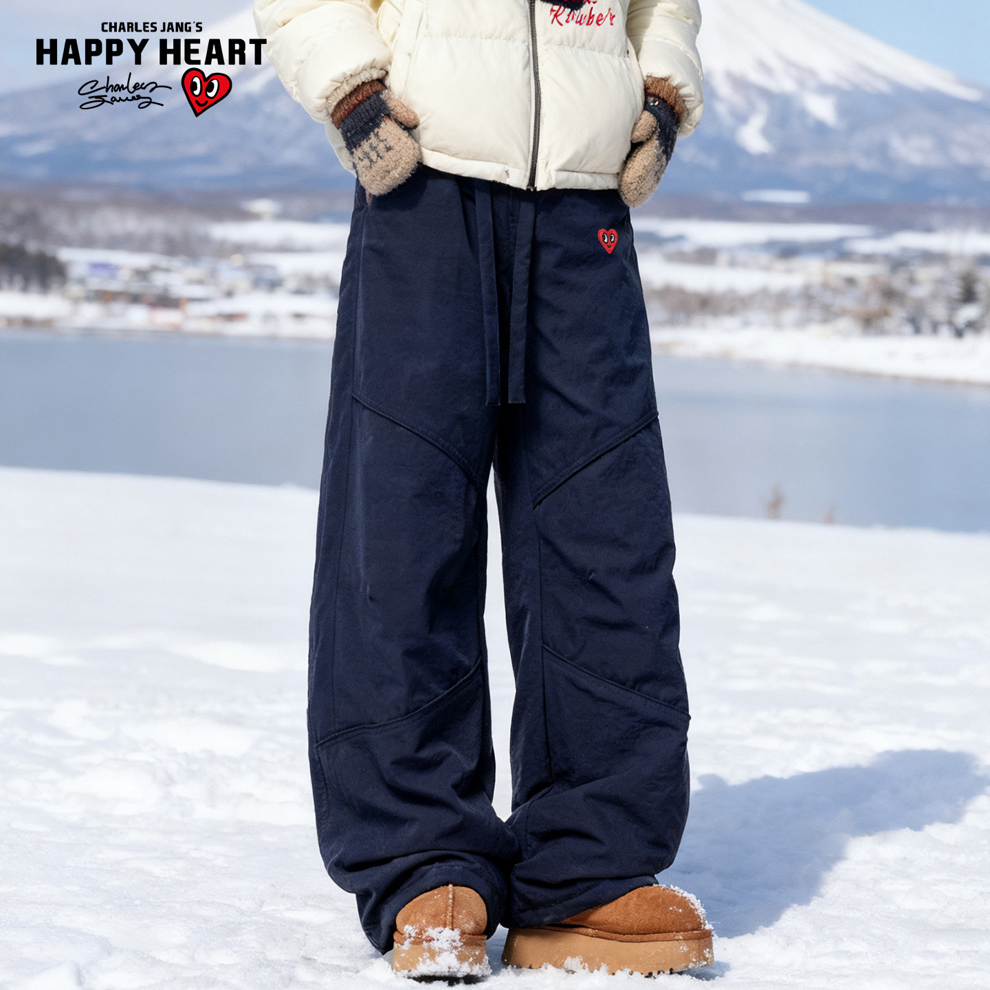 查尔斯桃心美式解构冲锋羽绒裤男冬季加厚保暖宽松阔腿休闲长裤子,淘宝优惠券,粉丝福利购,淘宝优惠卷