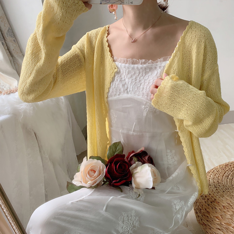 冰丝薄款防晒衣短款长袖空调衫裙子 chuntu春图毛针织衫