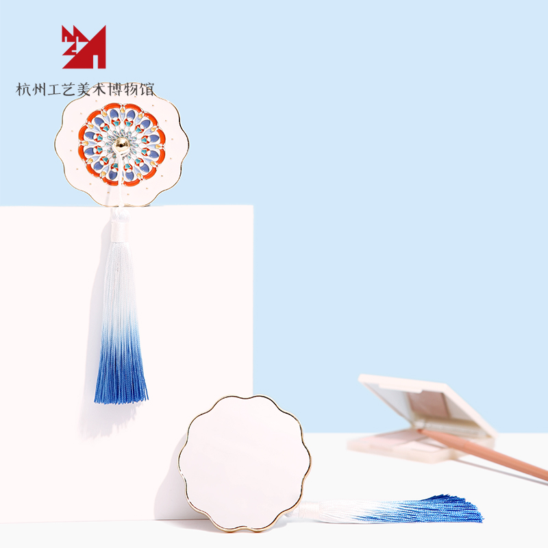 【杭州工艺美术博物馆】如意团花便携手持随身化妆镜子文创送礼物