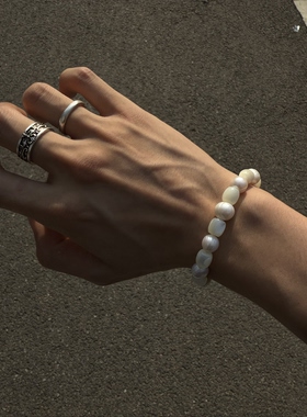 天然淡水珍珠马蹄螺贝壳手链