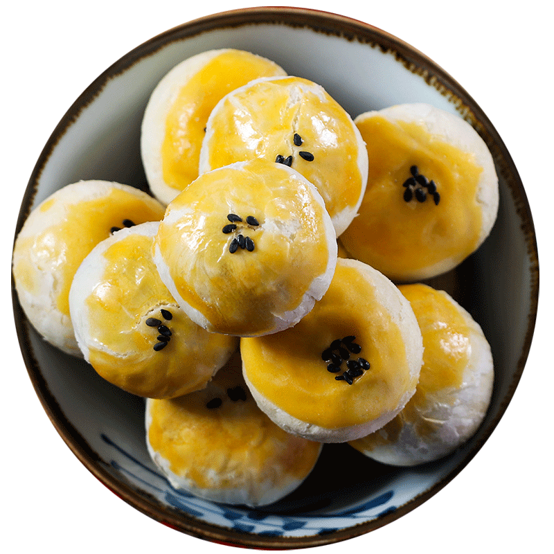 味哲Q版招财酥咸蛋黄酥8枚红豆味海鸭蛋黄酥网红办公室零食糕点 - 图0