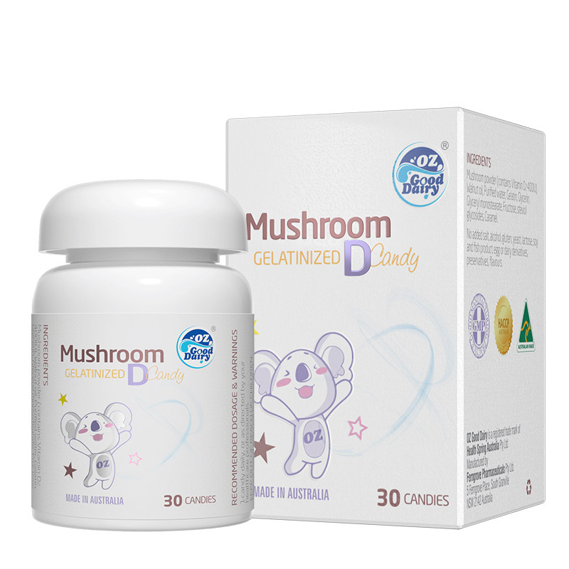 澳乐乳蘑菇粉30粒 宝宝儿童复合维生素d3凝胶软糖果澳洲进口