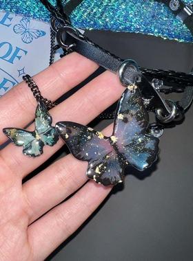 亚文化暗黑蝴蝶多层辣妹项圈