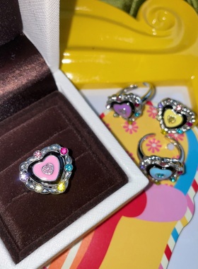 y2k千禧辣妹桃心滴油戒指