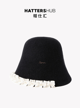JEFFSUN盆帽奶油花边装饰