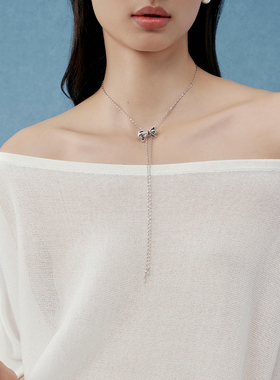 【明星同款】GOOGMO可抽拉调节项链长款毛衣锁骨链小众蝴蝶结吊坠