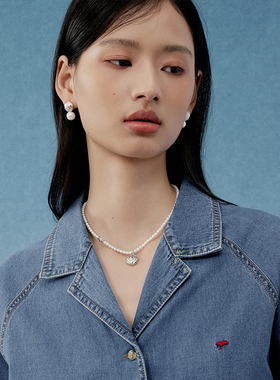 GOOGMO沙滩拾贝系列珍珠项链轻奢小众锁骨链爆款百搭颈链贝壳吊坠